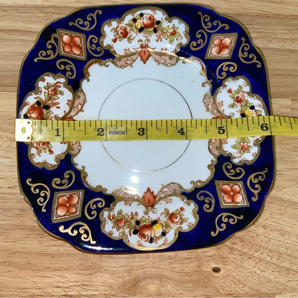 Vintage Royal Albert Crown China Heirloom Trio Tea Cup Saucer Square Plate